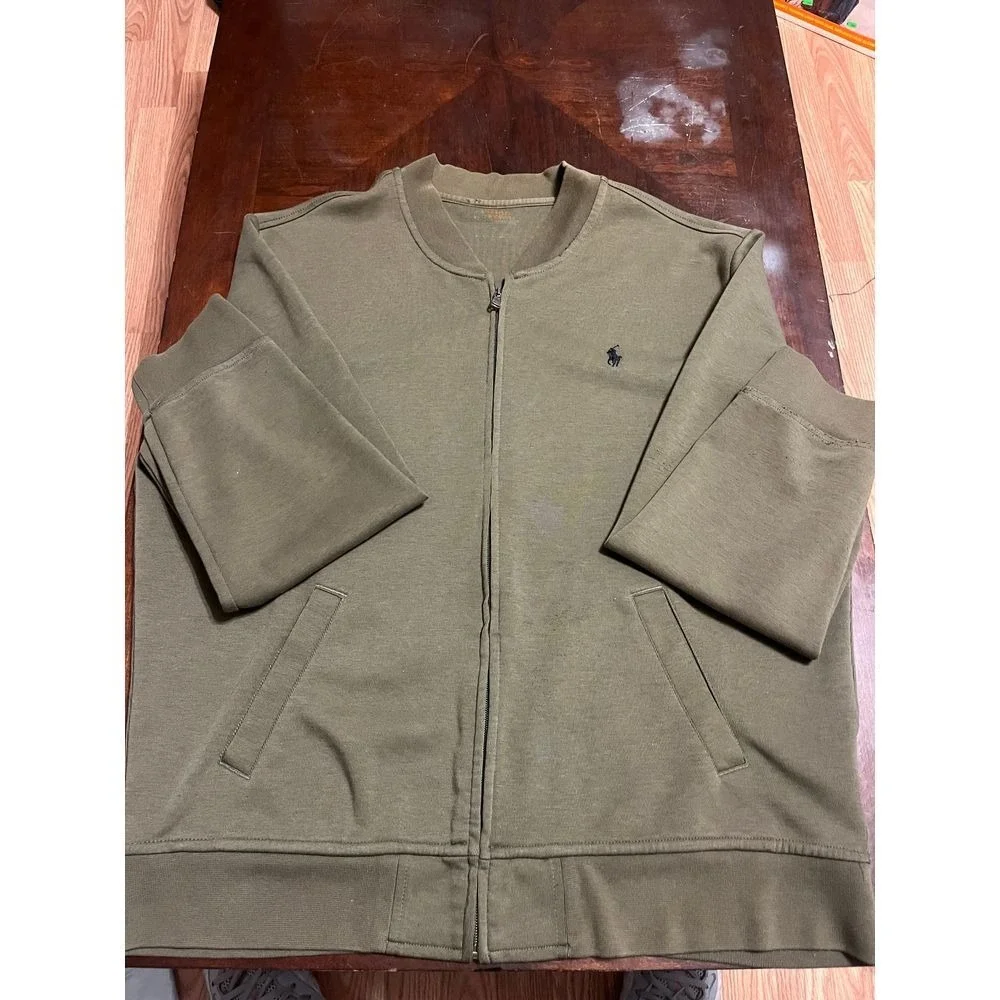 Mens Polo Ralph Lauren Performance olive Green Jacket Size XL Varsity Bomber